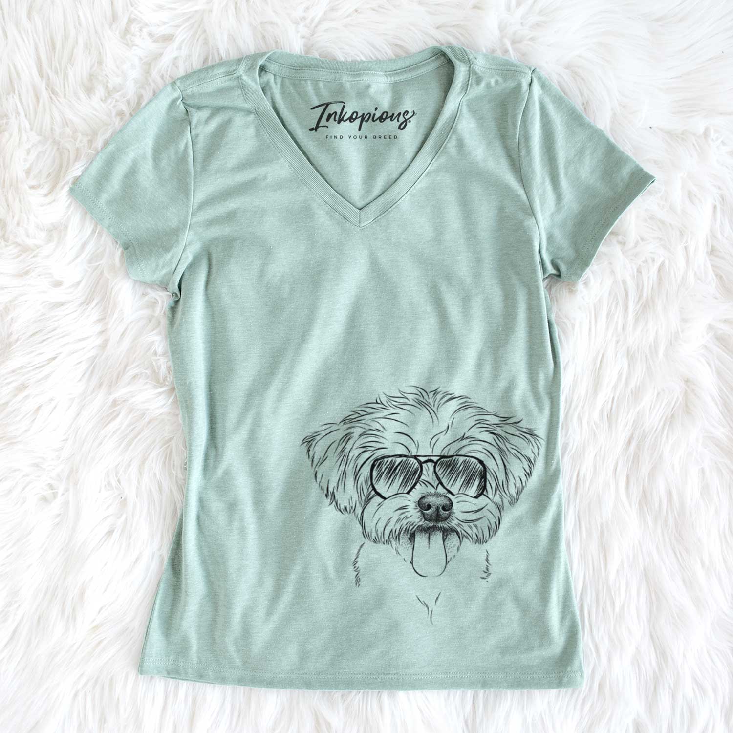 Aviator Mochi The Maltese – Women’S V-Neck Shirt
