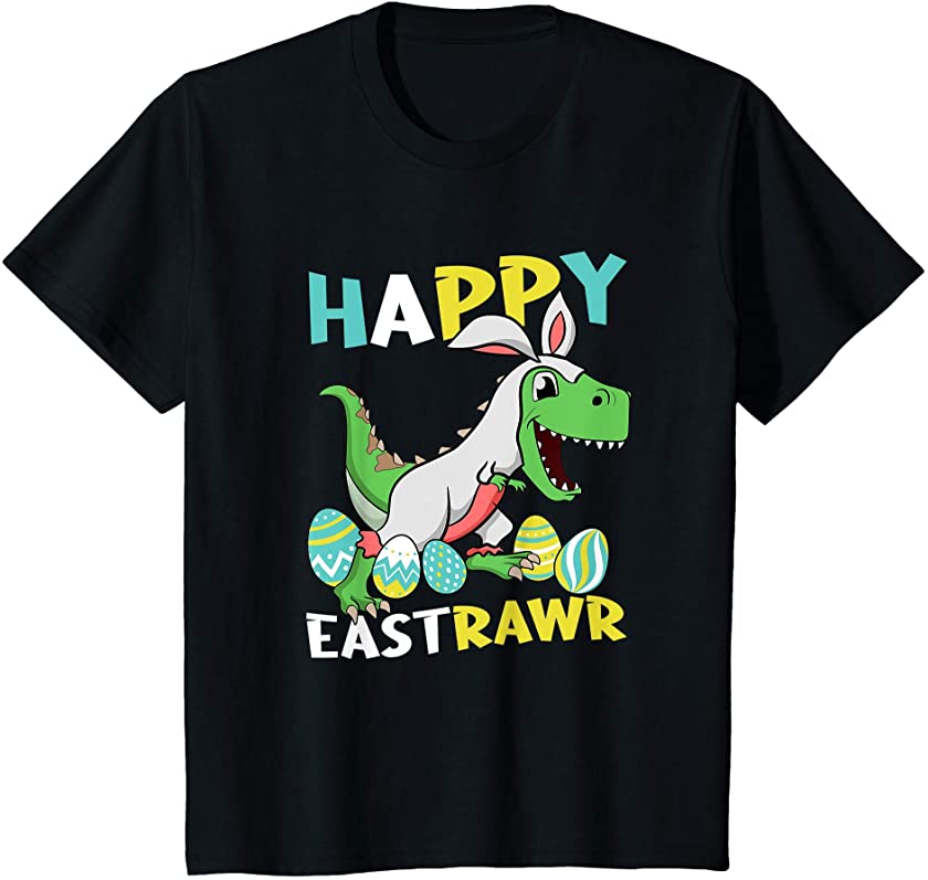 Kids Happy Eastrawr T Rex Dinosaur Easter Bunny Egg Toddler Boy T-Shirt