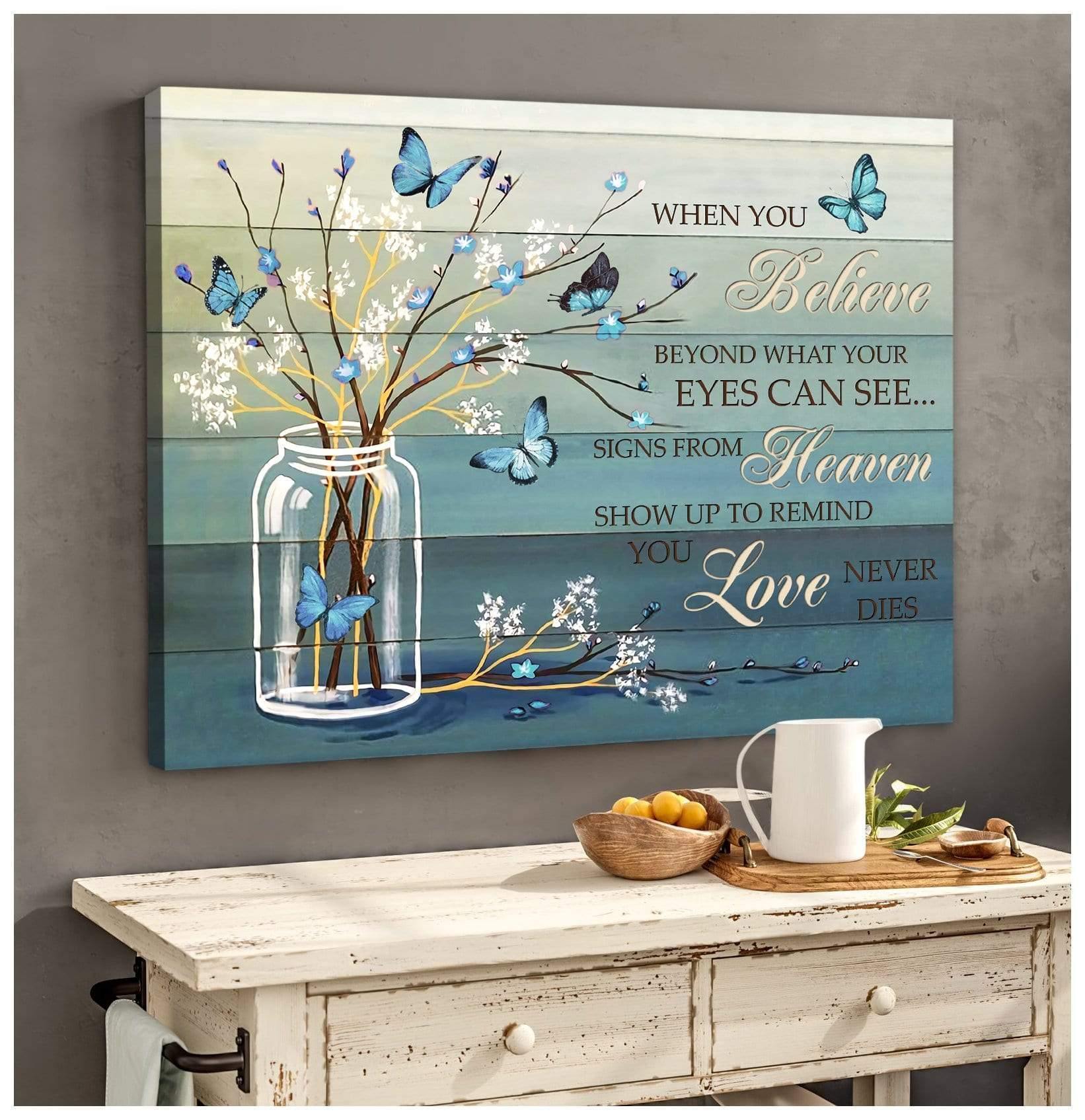 Blue Butterflies Memorial – Gift For Home Decor, Best Gift Idea, Gift For Family – Canvas Prints, Matte Canvas