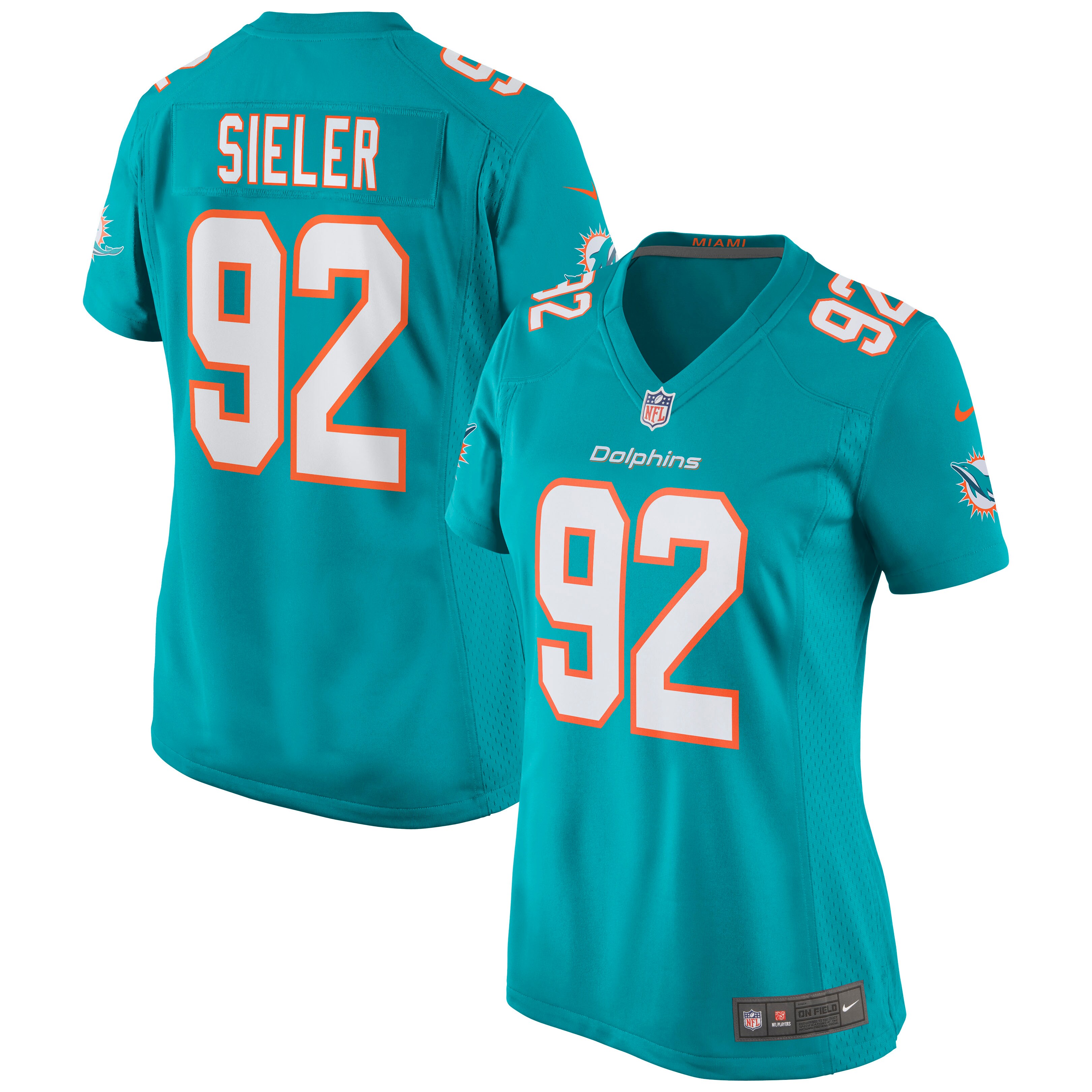 Women’s Miami Dolphins Zach Sieler Aqua Game Jersey