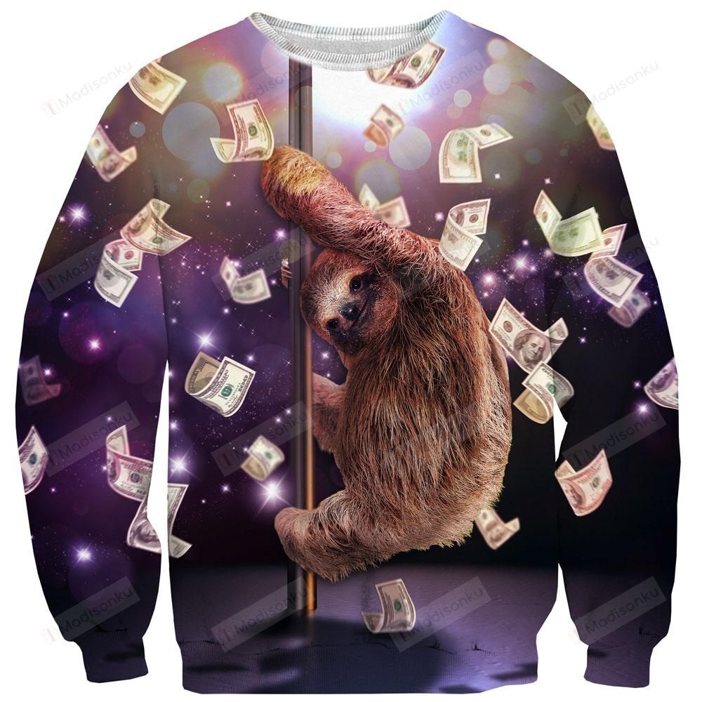 Stripper Sloth Ugly Christmas Sweater, All Over Print Sweatshirt