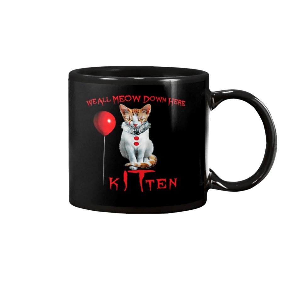 We All Meow Down Here Kitten- Clown Cat Mug