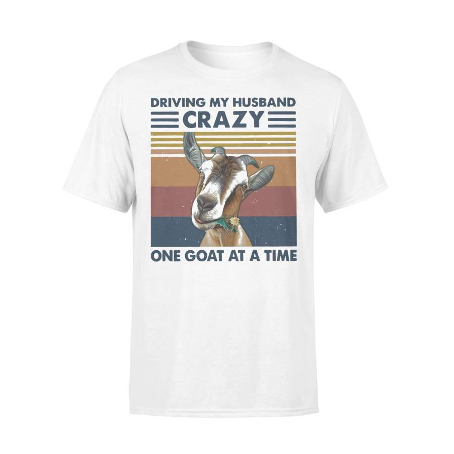 Driving My Husband Crazy One Goat At A Time Vintage Retro T-shirt