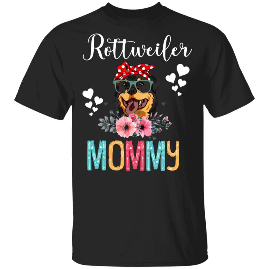 Rottweiler Mommy Puppy Mom Dog Mommy Lover Floral T-Shirt