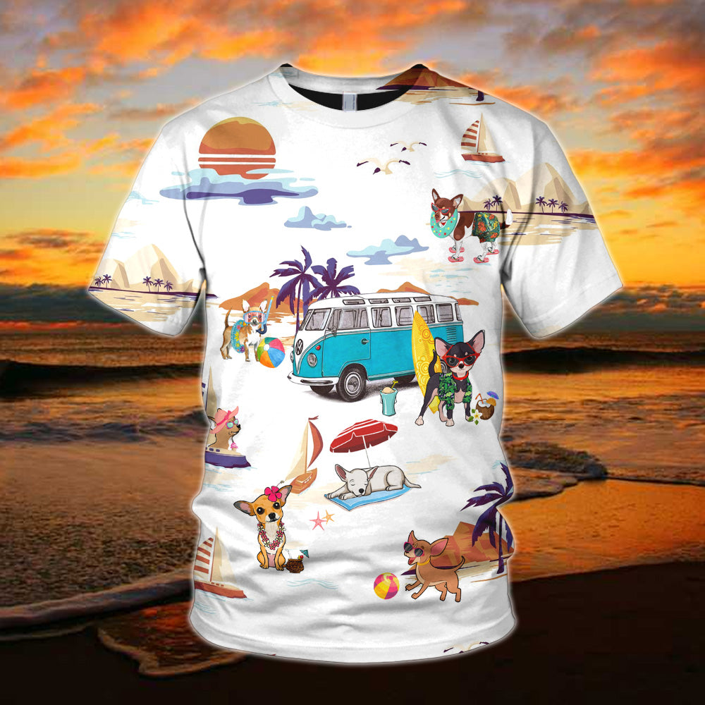 Chihuahua, Dog Sunset Beach All Over Print Shirts, Th93, Lihd