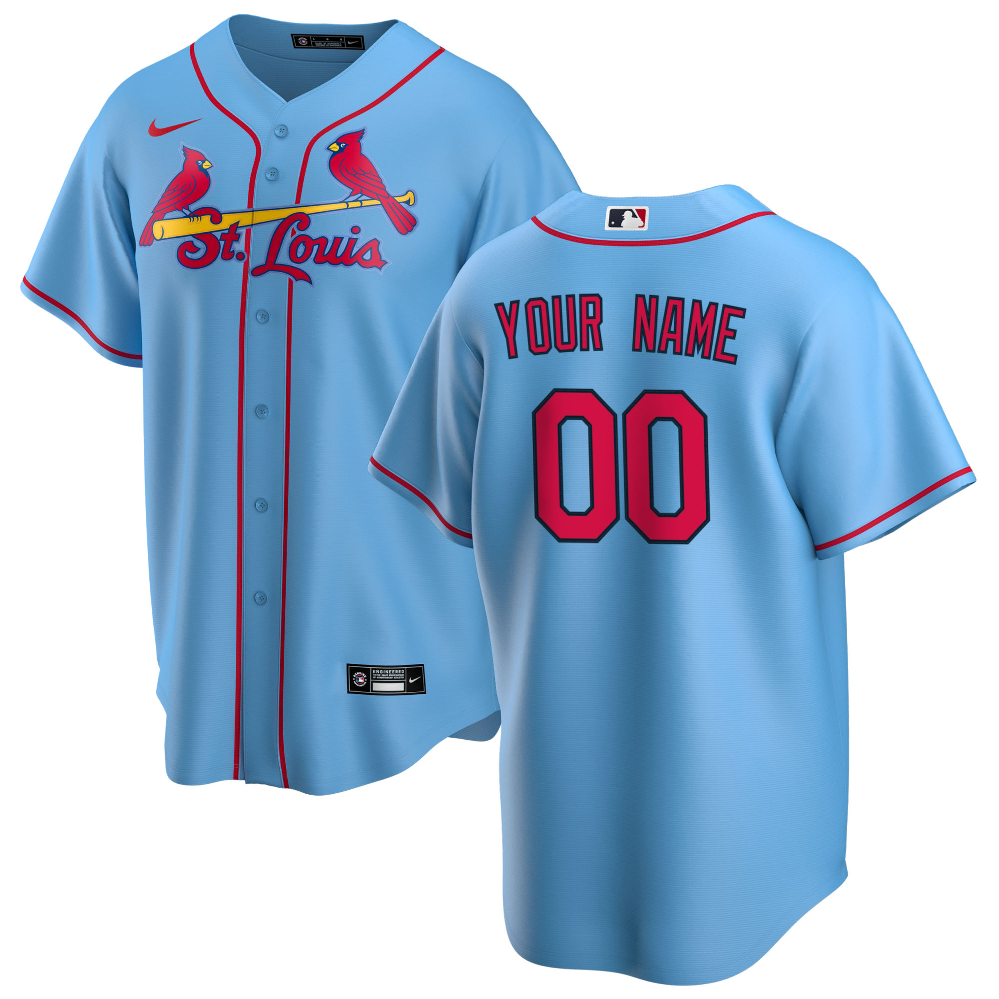 St. Louis Cardinals Alternate Replica Custom Jersey – Light Blue