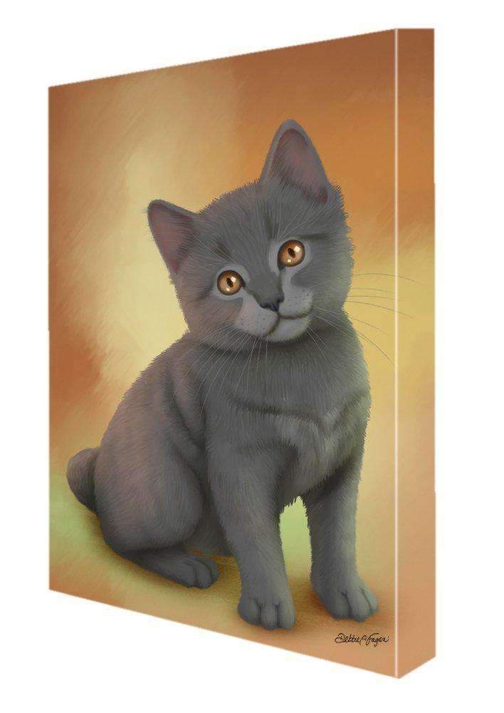 Chartreux Kitten Cat Painting Printed On Canvas Wall Art Signed