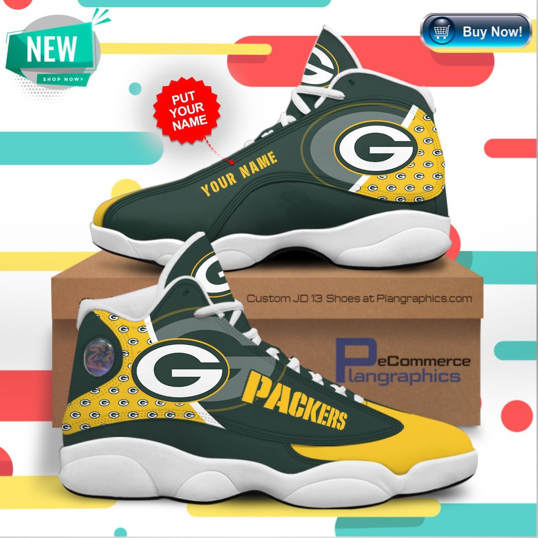 Personalized Green Bay Packers Air Jordan 13 Sneakers Custom Jd13 Shoes Sneakers Air Jordan 13 Sneaker Jd13 Sneakers Personalized Shoes Design