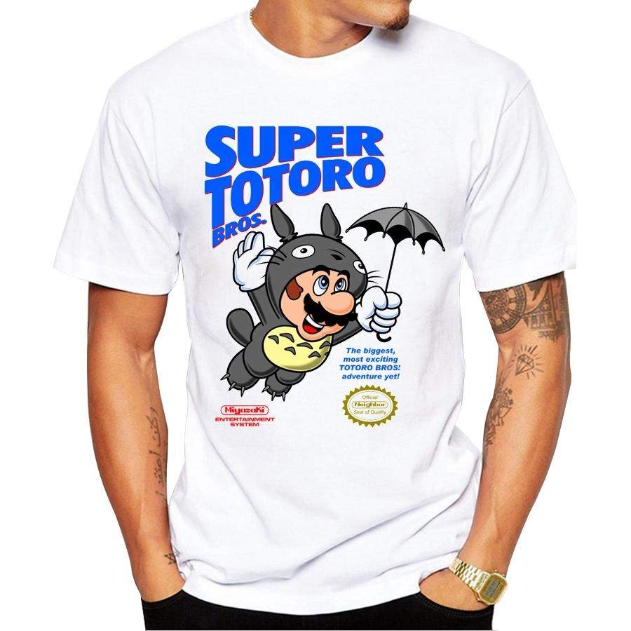 New Arrivals Super Totoro Bros. Men T-Shirt Short Sleeve Mario Printed T Shirt Casual Tops Cool Tee Shirts