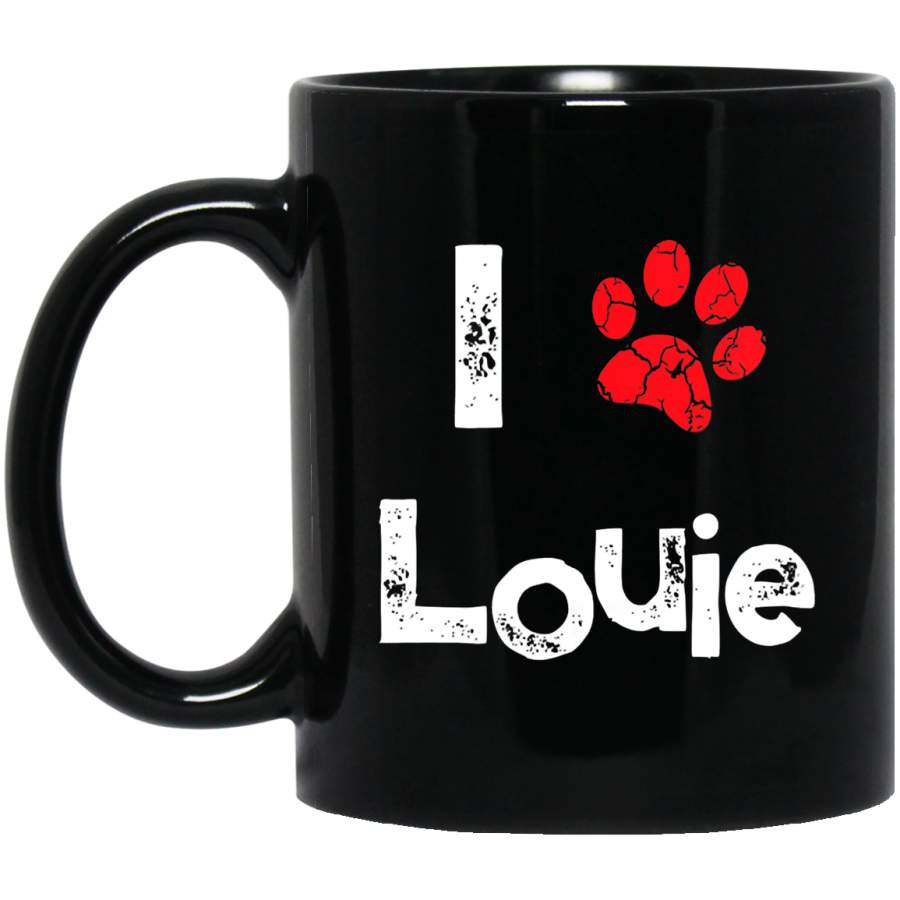 Cute Dog Name Louie Pet Puppy Dog Paw Lover Quote Gift Coffee Mug