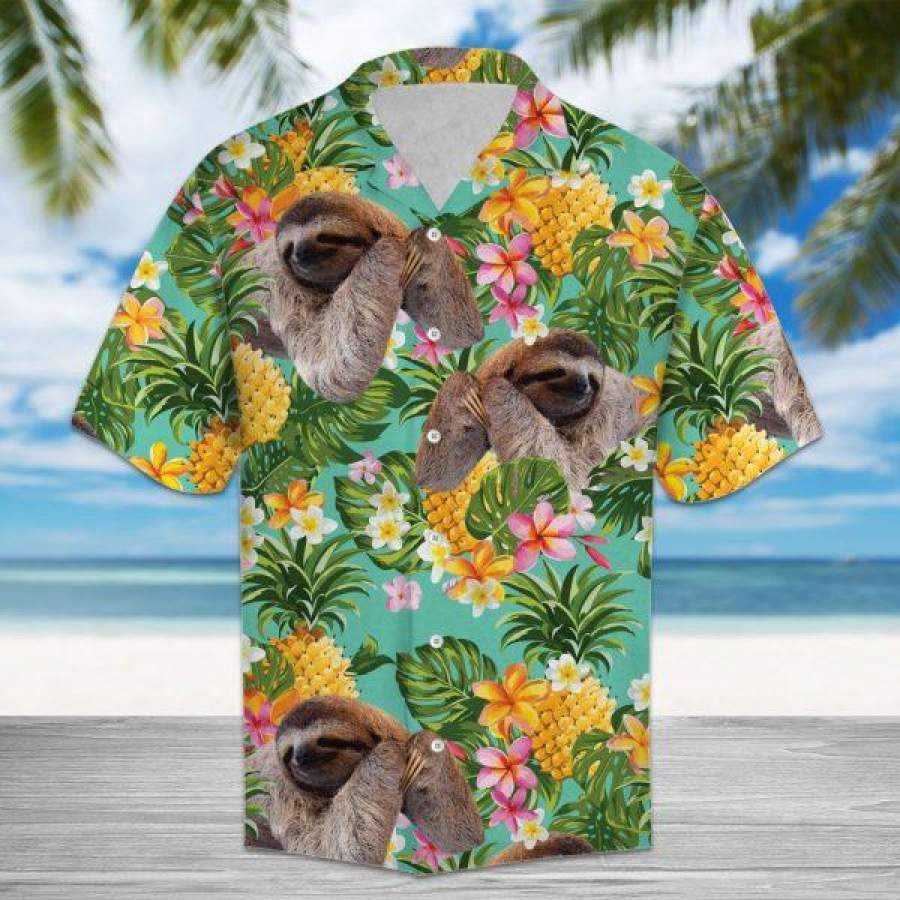 Tropical Sloth And Pineapple Pattern Hawaiian Shirts Ha1745