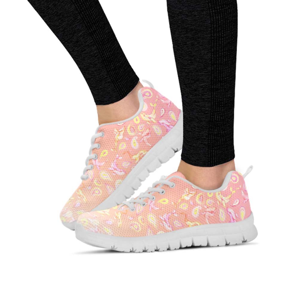 The Peach Paisley Whale – Women’s Sneakers