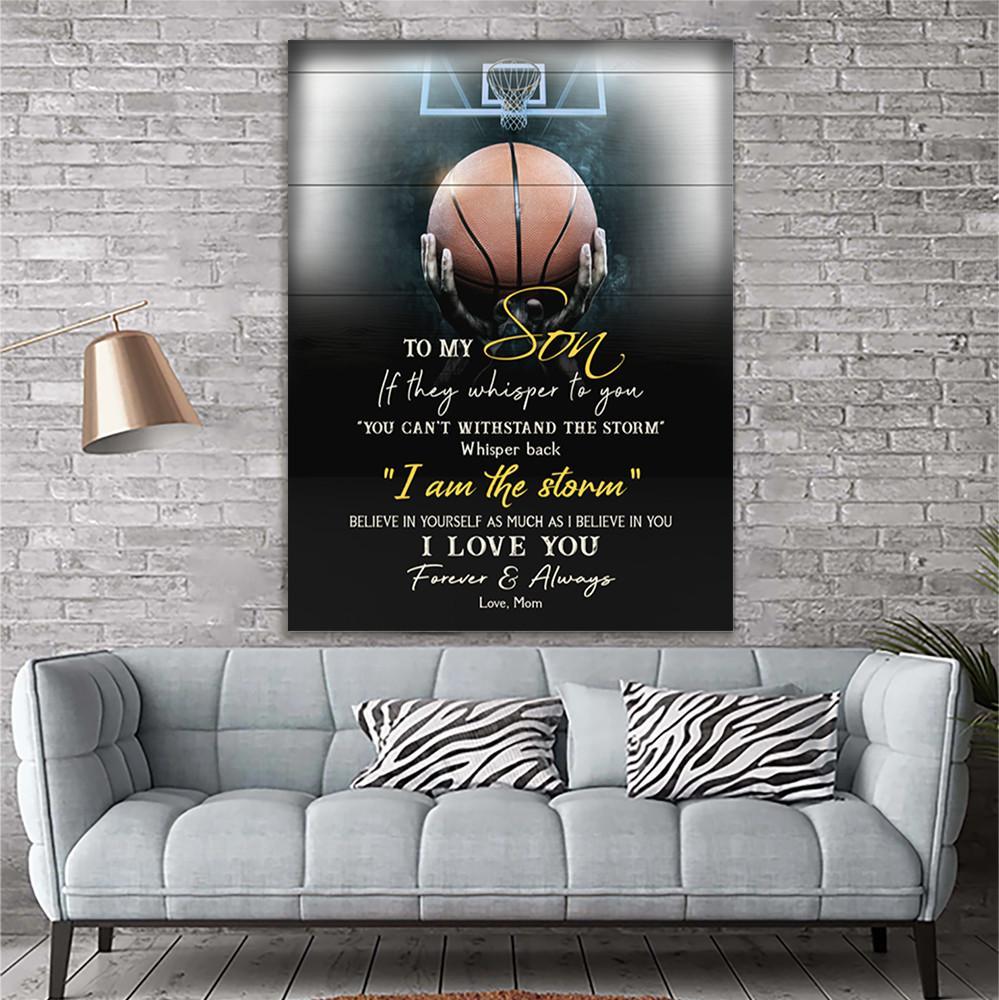 To My Son Basketball Premium Wall Art Canvas