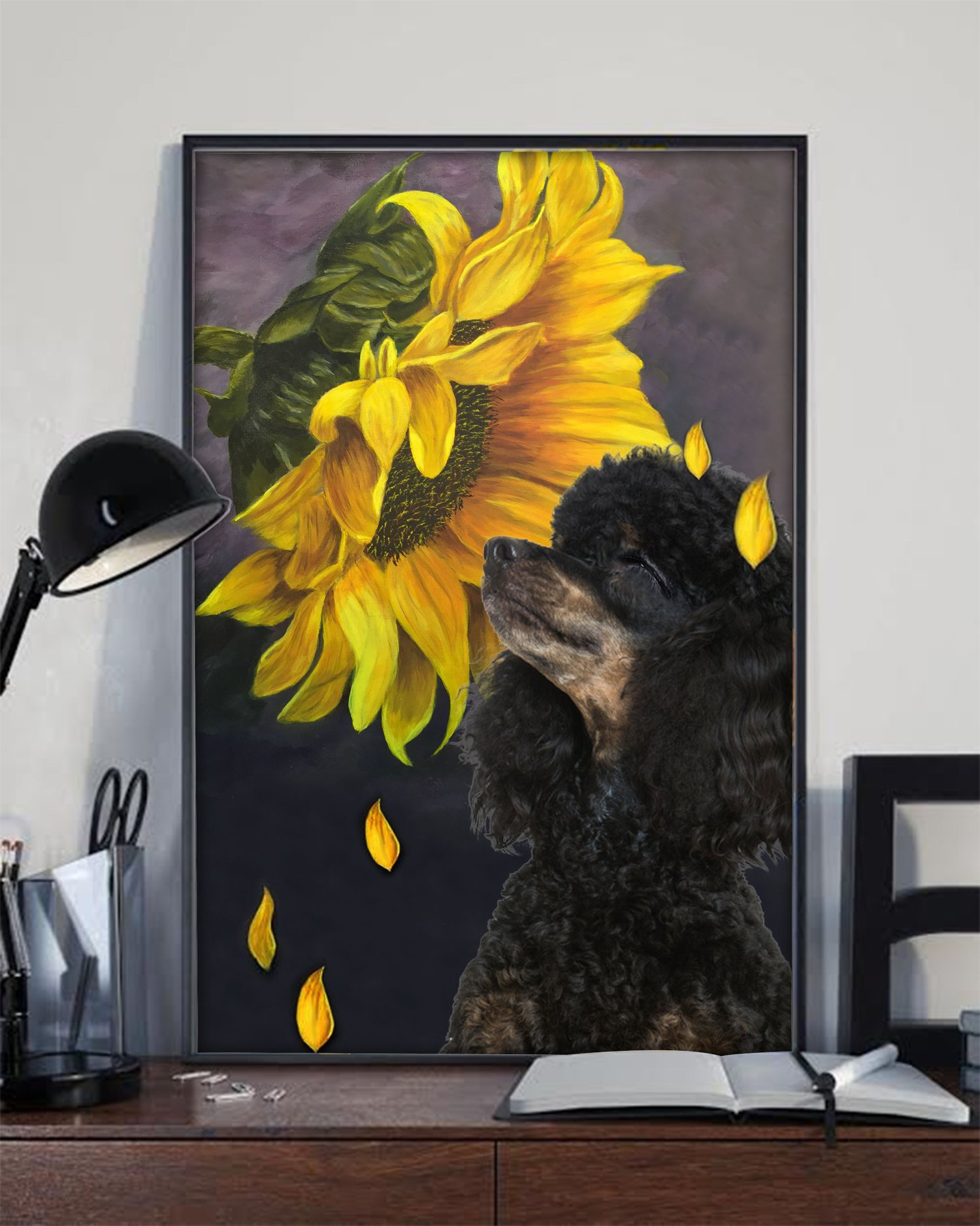 Black Poodle Sunflower Canvas Art And Poster Cm