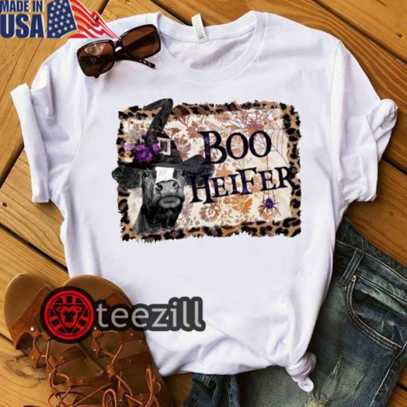 Wome’n with boo heifer leopard halloween shirt