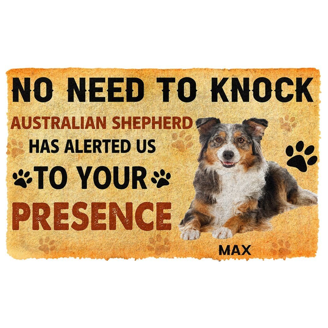 Gearhuman 3D No Need To Knock Australian Shepherd Dog Custom Name Doormat