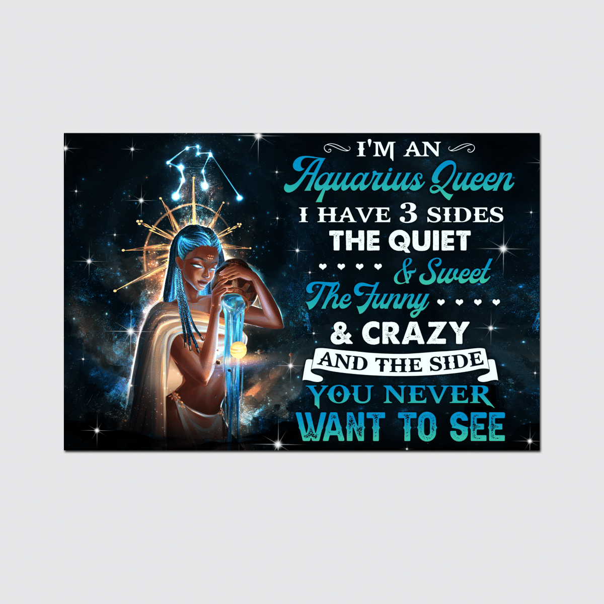 Zodiac Canvas Poster Birthday Gift For Black Girl Zodiac Canvas Poster I Am A Aquarius Queen Canvas Poster