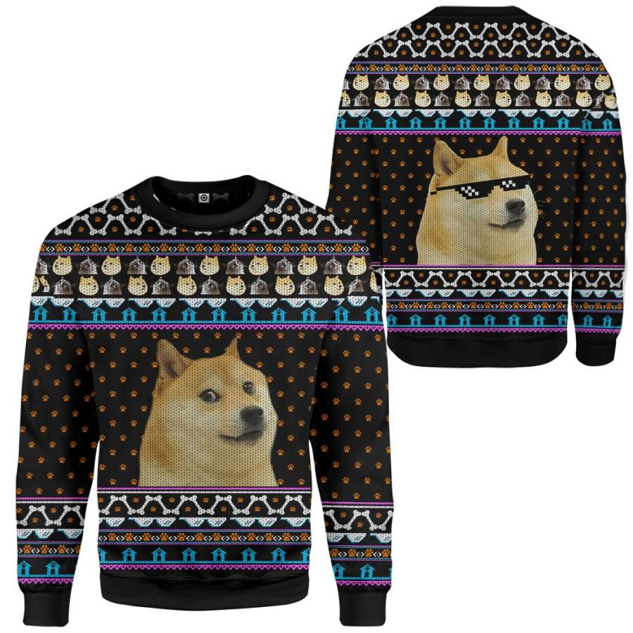 Gearhuman 3D Meme Doge Ugly Sweater Custom Sweatshirt Apparel ...