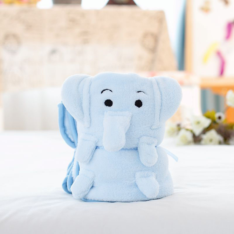 coxeer Cute Cartoon Coral Fleece Blanket Elephant Frog Printed Ultra Soft Stuffed Blanket Throw Blanket 100x80cm 2 in 1 Blankets alx