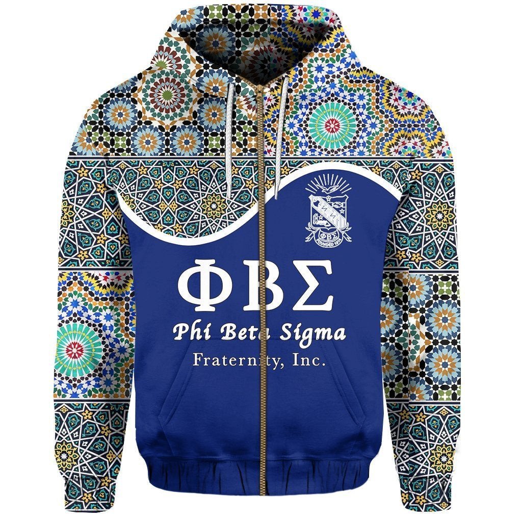 Fraternity Hoodie – Phi Beta Sigma Geomatric Africa Gomab Handsign Zip Up Hoodie