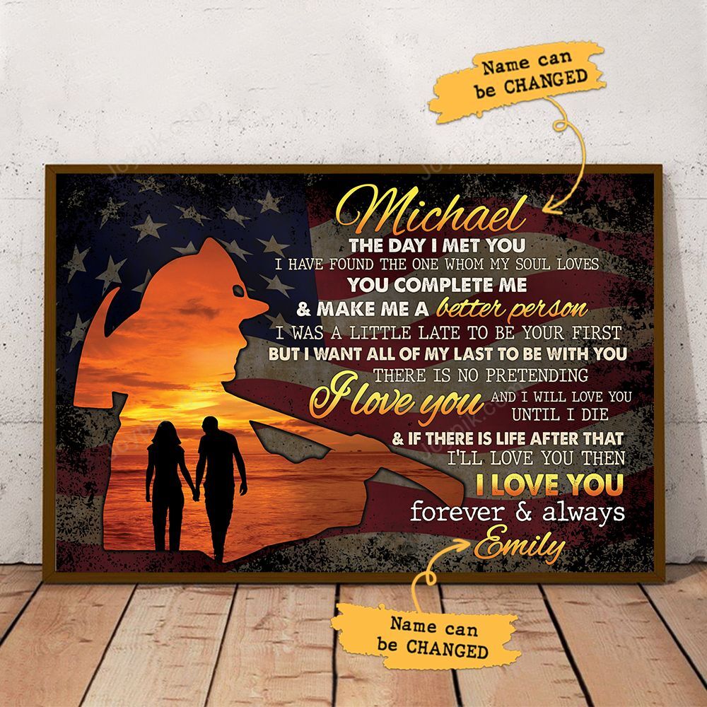 Personalized Firefighter Couple Poster