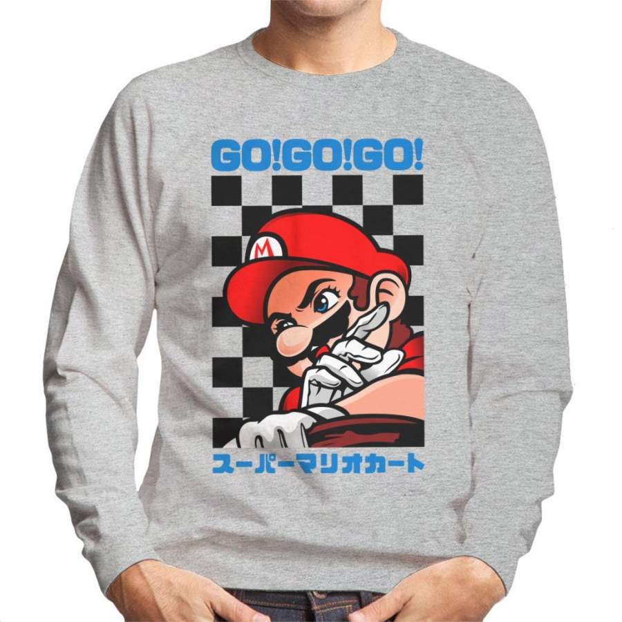 Go Go Go Super Mario Kart Retro Japanese Men’s Sweatshirt