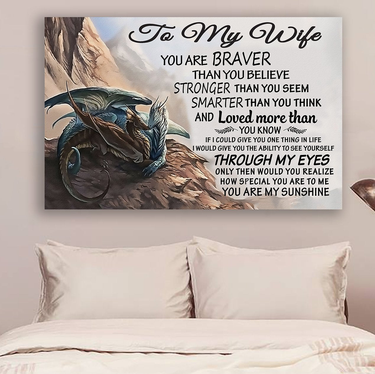 Dragon Canvas And Poster Husband To Wife You Are Braver Wall Decor Visual Art