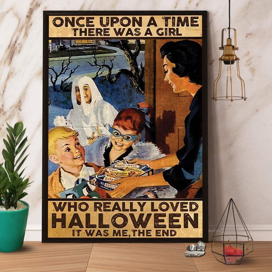 There was a girl who really loved halloween candy children poster no frame/ wrapped canvas full size