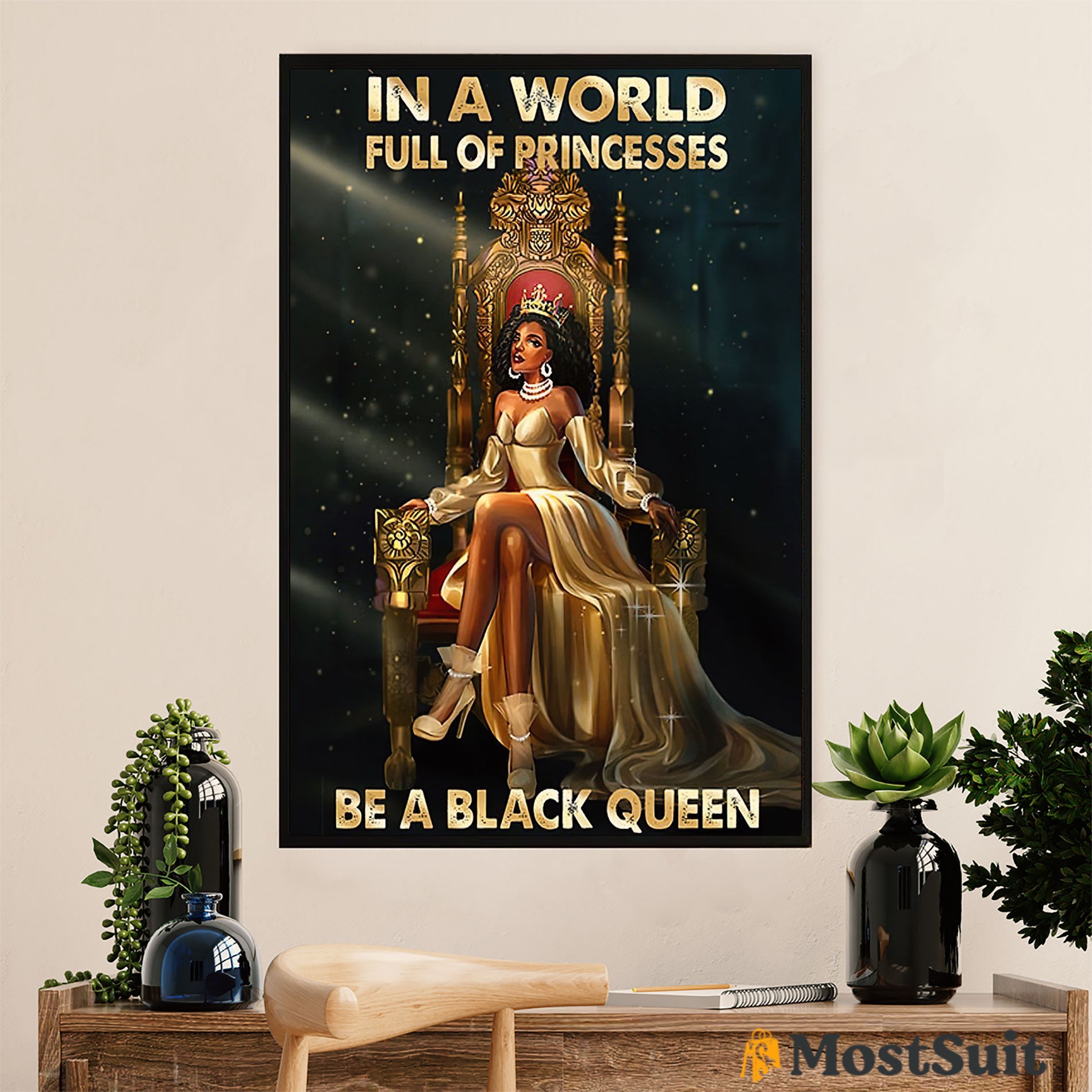 African American Afro Poster | Gift For Black Girl | Juneteenth Day Room Wall Art – Be A Black Queen