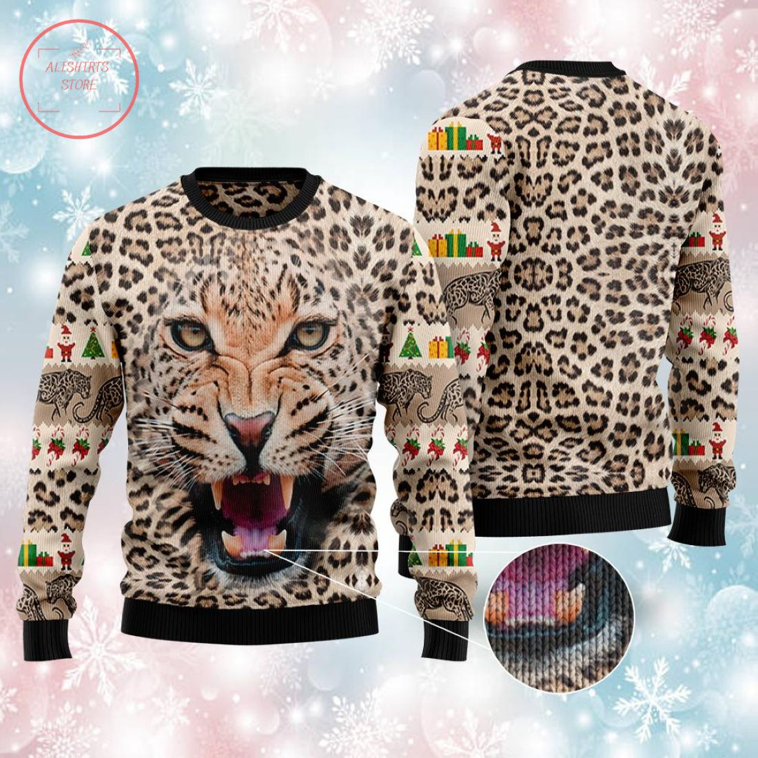 Leopard Cute Face Ugly Christmas Sweater – Diosweater