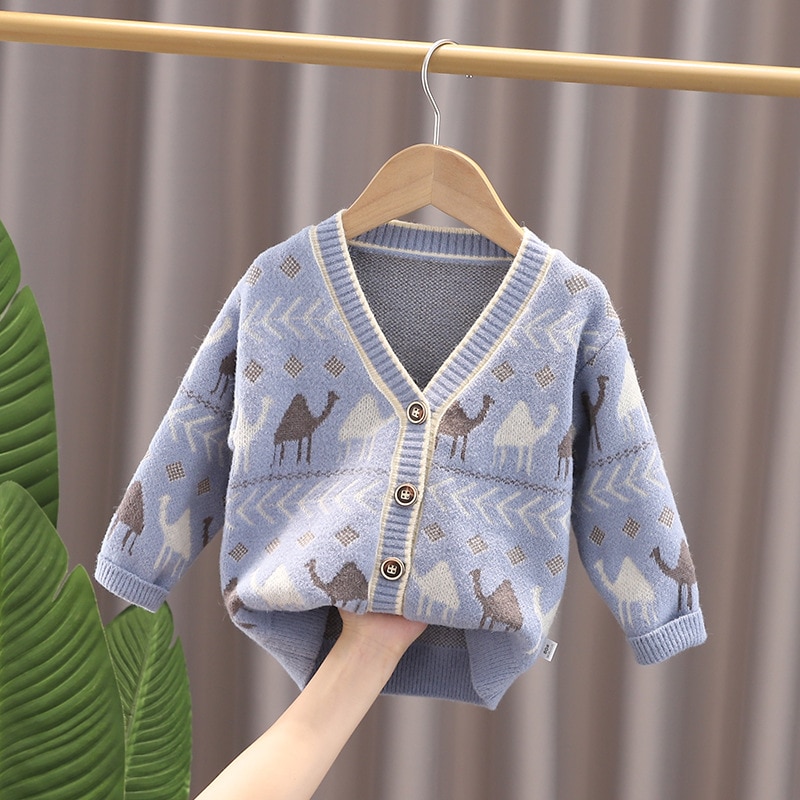 Autumn Winter Kids Sweater Coats 2021 New Casual 1-5Yrs Baby Clothing Warm Boys Child Outwear Knitted Cardigan Sweater For Girls alx