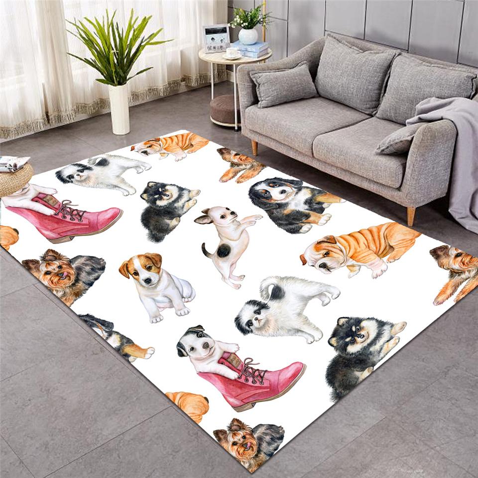 Puppy Family White SW0043 Rug