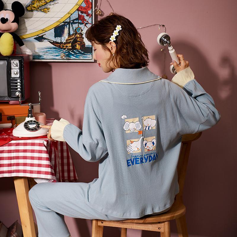 Women Pajama Spring Autumn Sets Plus Size 3XL Cartoon Printed Kawaii Sleepwear Casual Korean Style Long Sleeve Girls Homewear alx