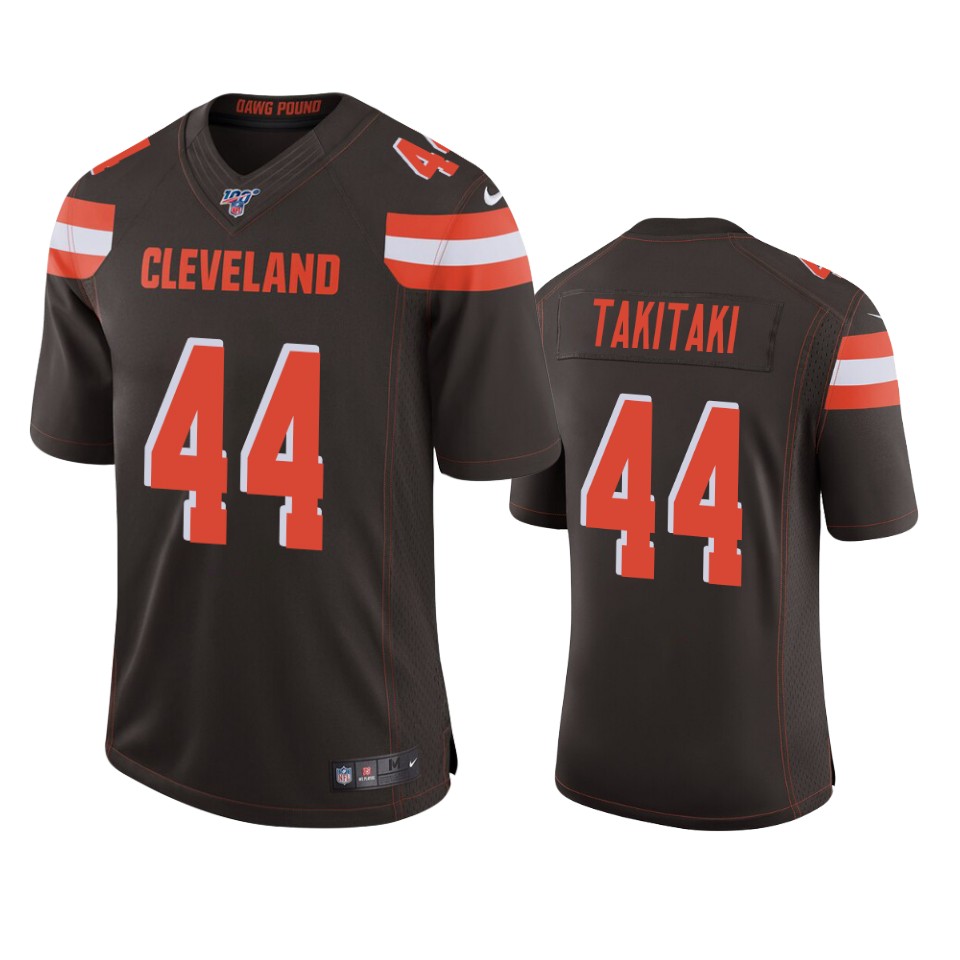 Cleveland Browns Sione Takitaki Brown 100th Season Vapor Limited Jersey