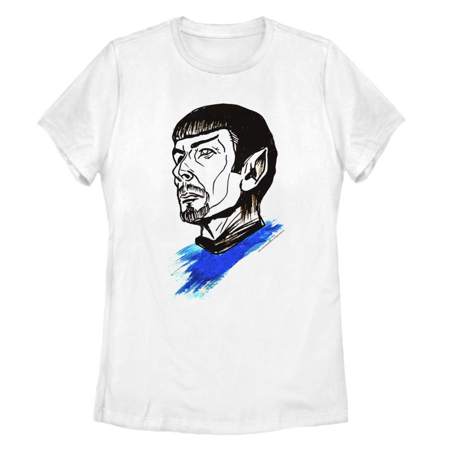 Star Trek Women’s Spock Paint Streak Portrait  T Shirt