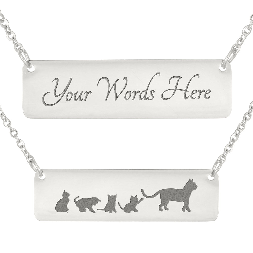 To My Mom – Personalized Mom Cat + 4 Kittens Necklace