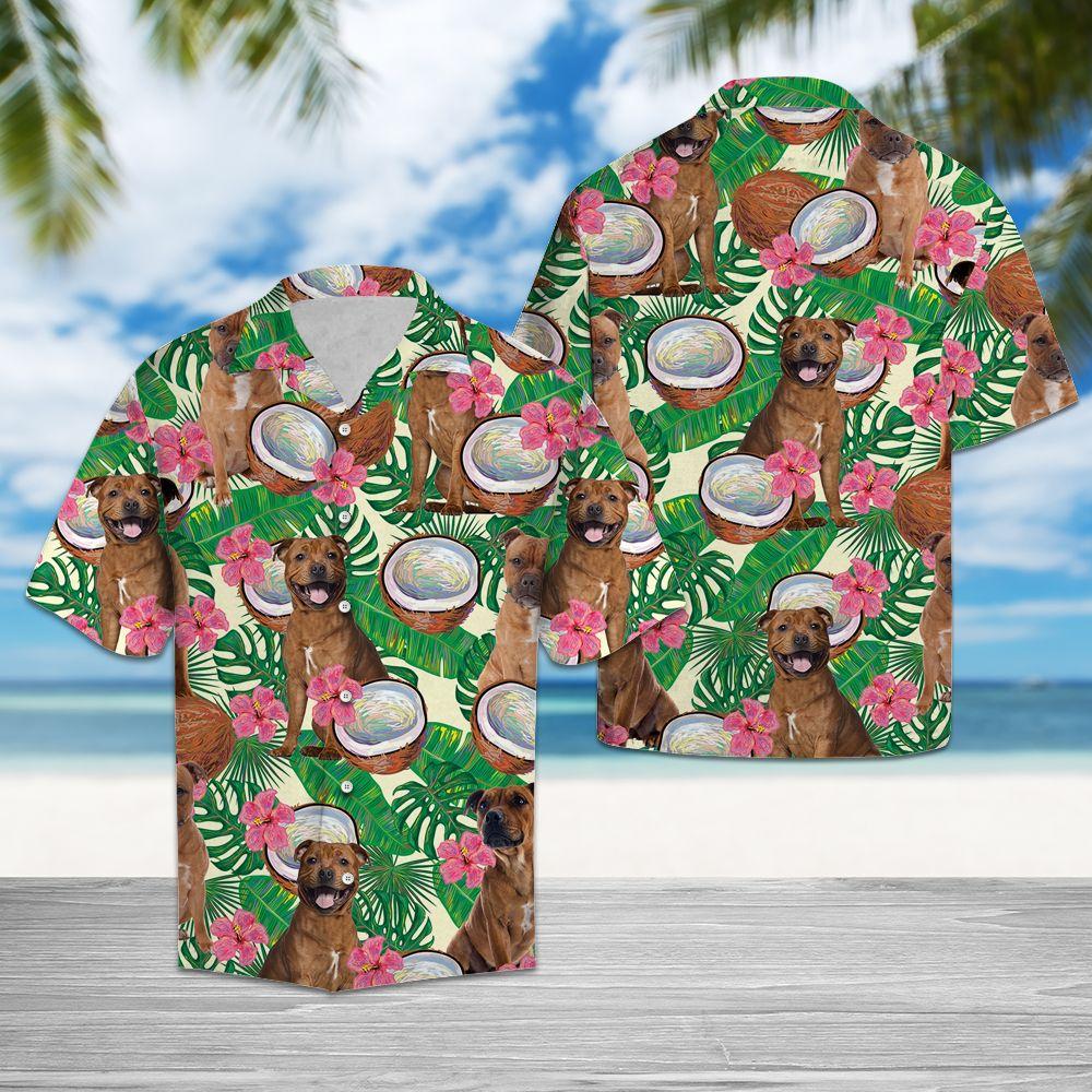 Staffordshire Bull Terrier Tropical Coconut Hawaii Shirt Ha84342