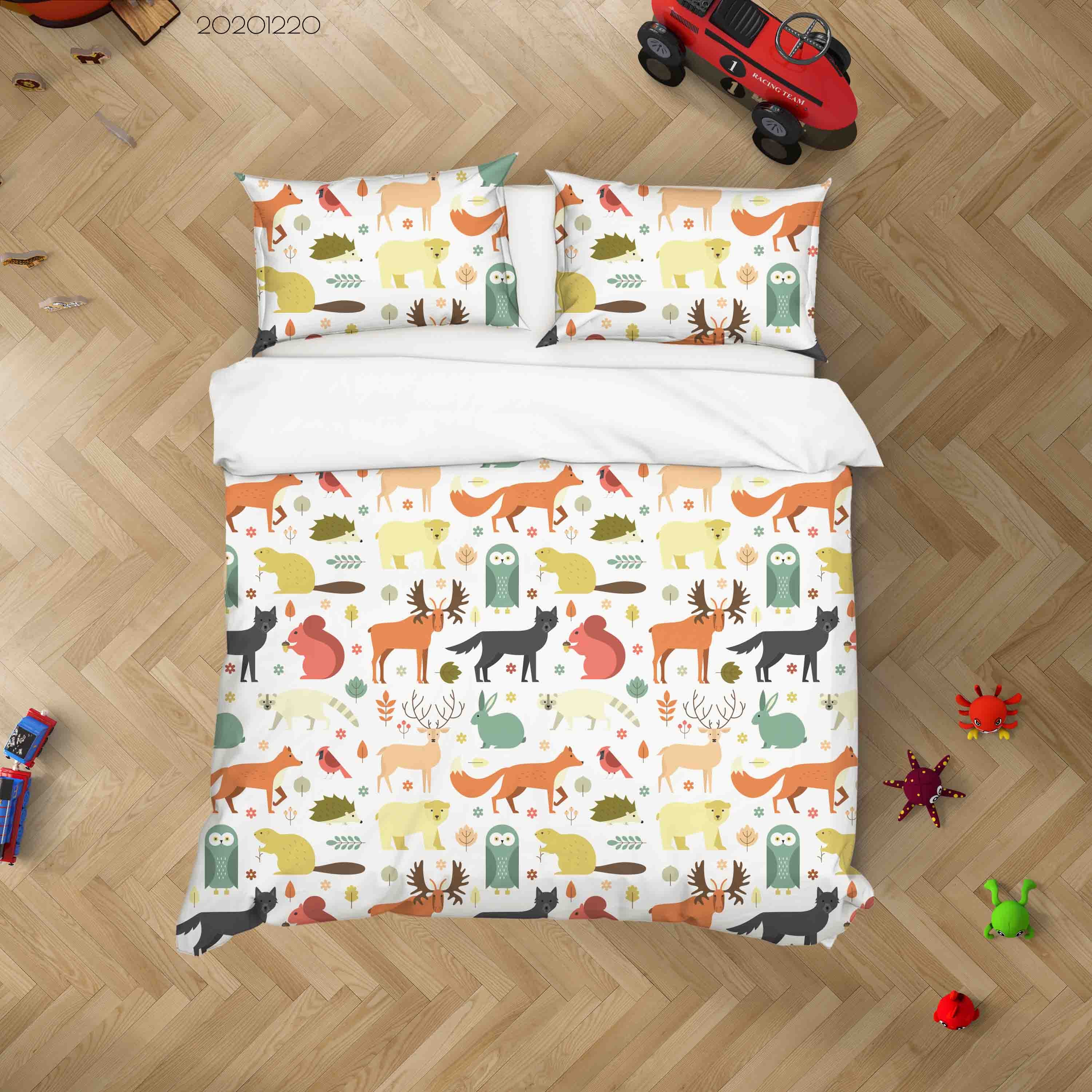 3D Hand Drawn Cartoon Animal Color Quilt Cover Set Bedding Set Duvet Cover Pillowcases 113 Lqh