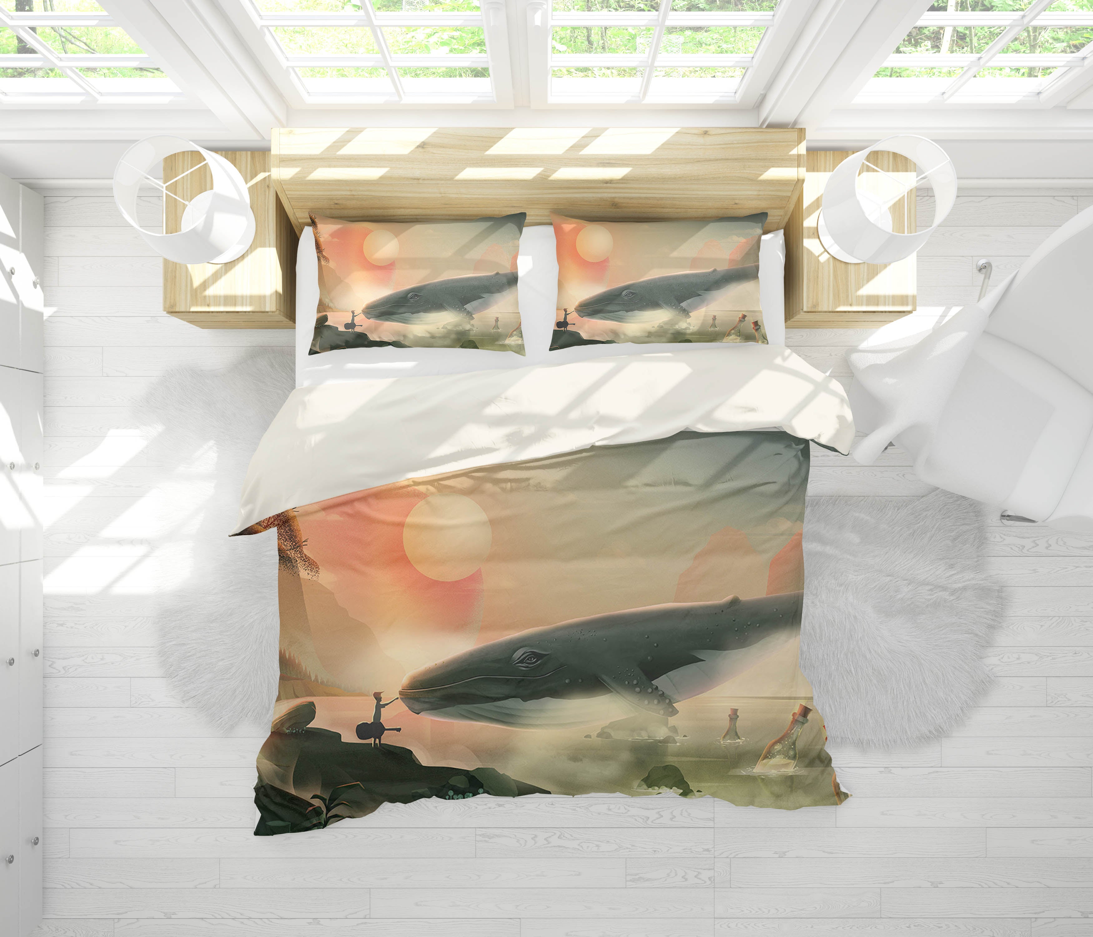 3D Cartoon Whale Ocean Quilt Cover Set Bedding Set Pillowcases 126