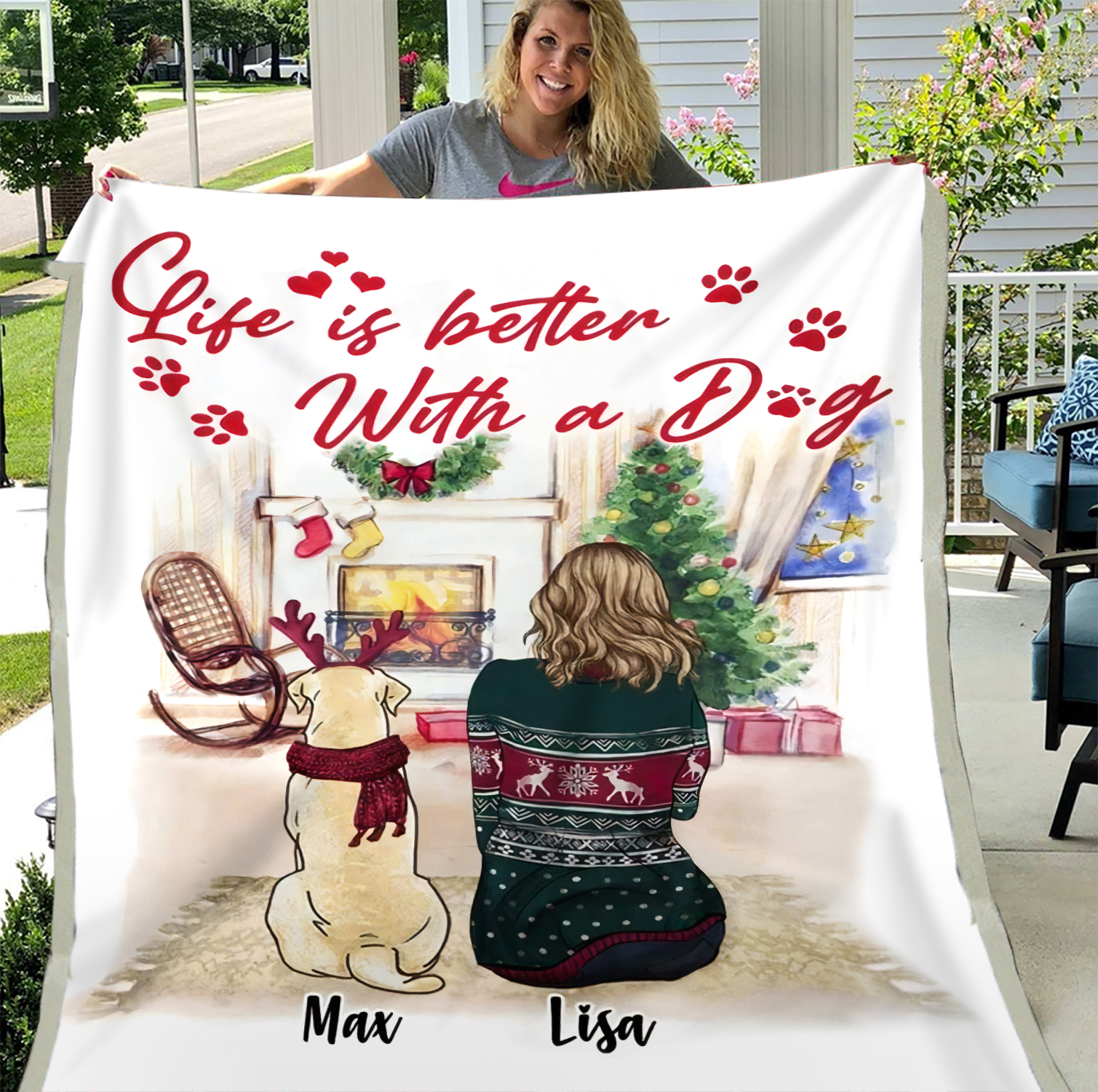 Personalized Life Is Better With A Dog Christmas Blanket Sherpa Blanket