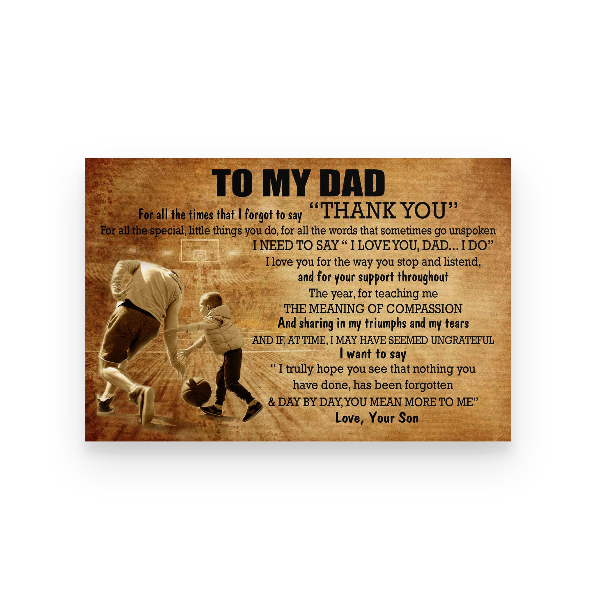 basketball poster son to dad  for all the times that i forget to say thank you