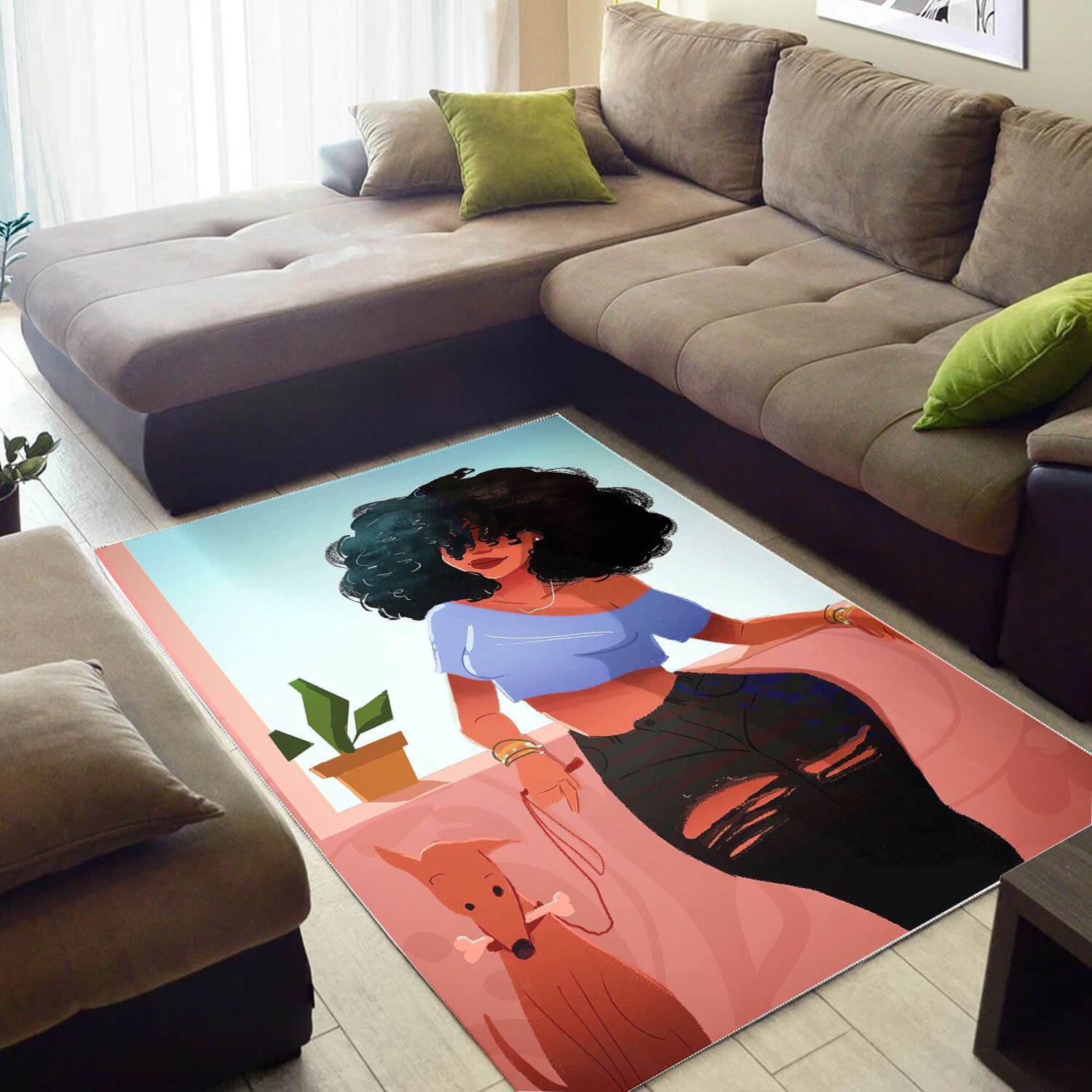 African Rugs Pretty Girl With Afro African Carpet Afrocentric Room Decor WBG48762