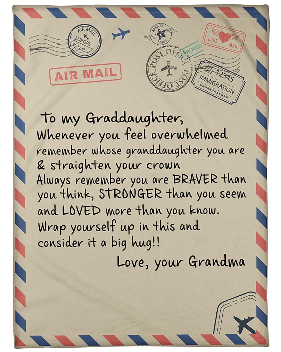 To My Granddaughter Braver Stronger Loved Fleece Blanket – Quilt Blanket Birthday Gift Family Gift Gift For Granddaughter Gift From Grandma To Granddaughter Home Decor Bedding Couch Sofa Soft and Comfy Cozy