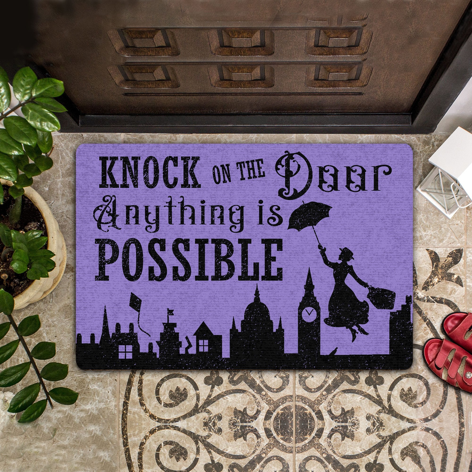 Knock On The Door Anything Is Possible All Over Printing Doormat Pre2053