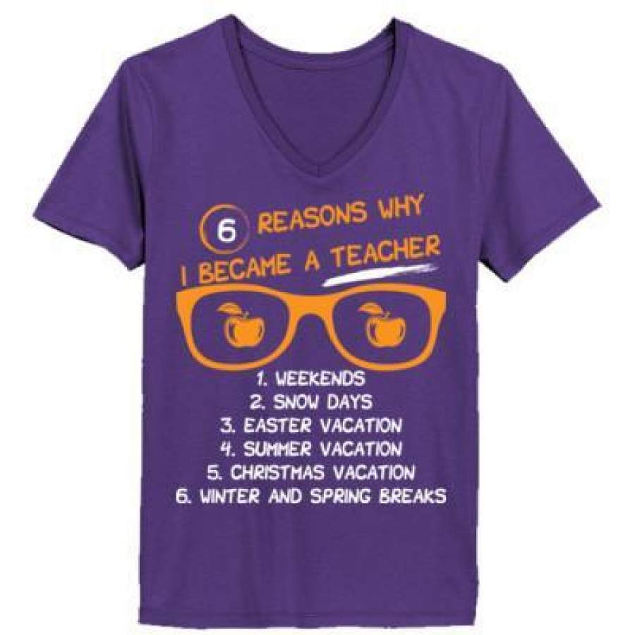 AGR 6 Reasons Why I Became A Teacher – Ladies’ V-Neck T-Shirt