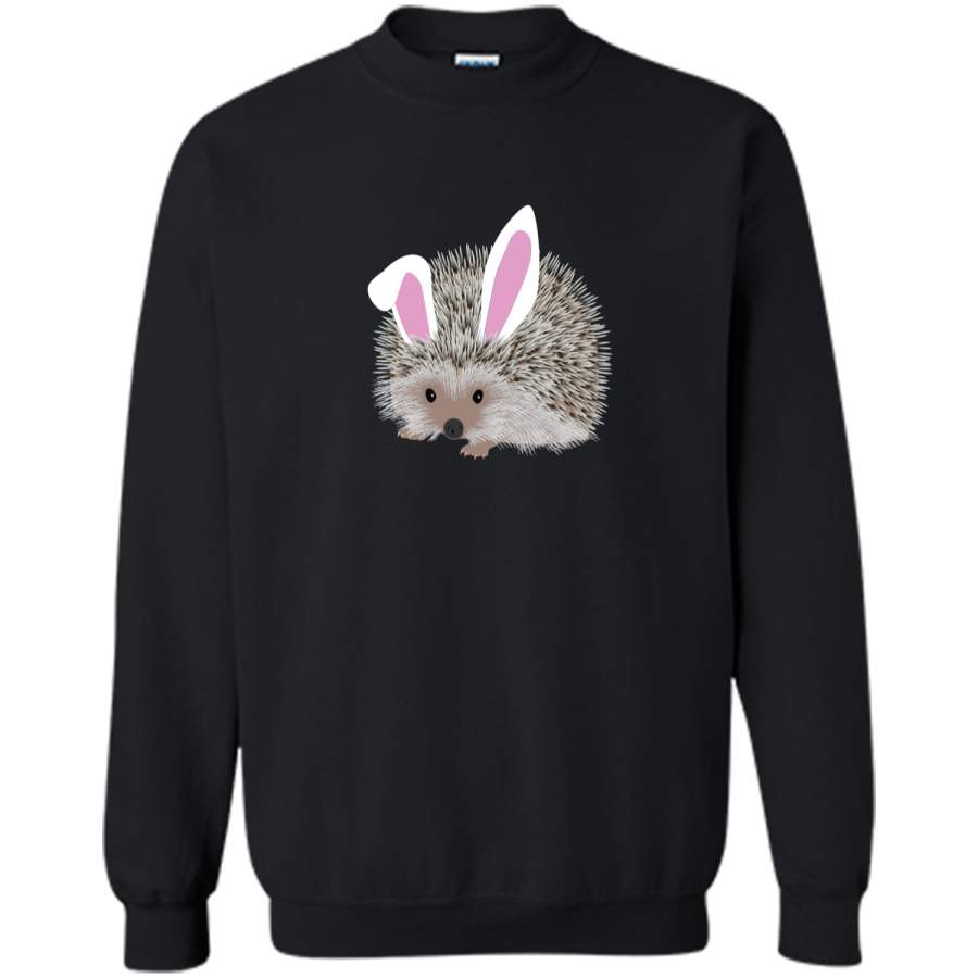 Cute and Funny Hedgehog Easter Bunny Ears Graphic T-Shirt Printed Crewneck Pullover Sweatshirt 8 oz