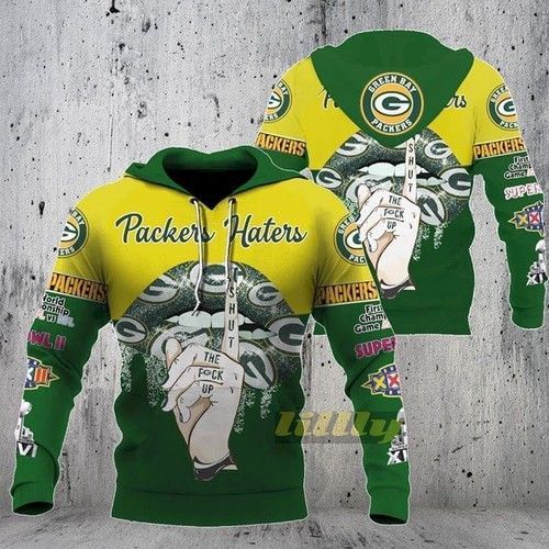 Green Bay Packers Hatter Shut The F Ck Up 3D Hoodie Zip Sweatshirt Custom Full  personalize Personalized Trending Gift