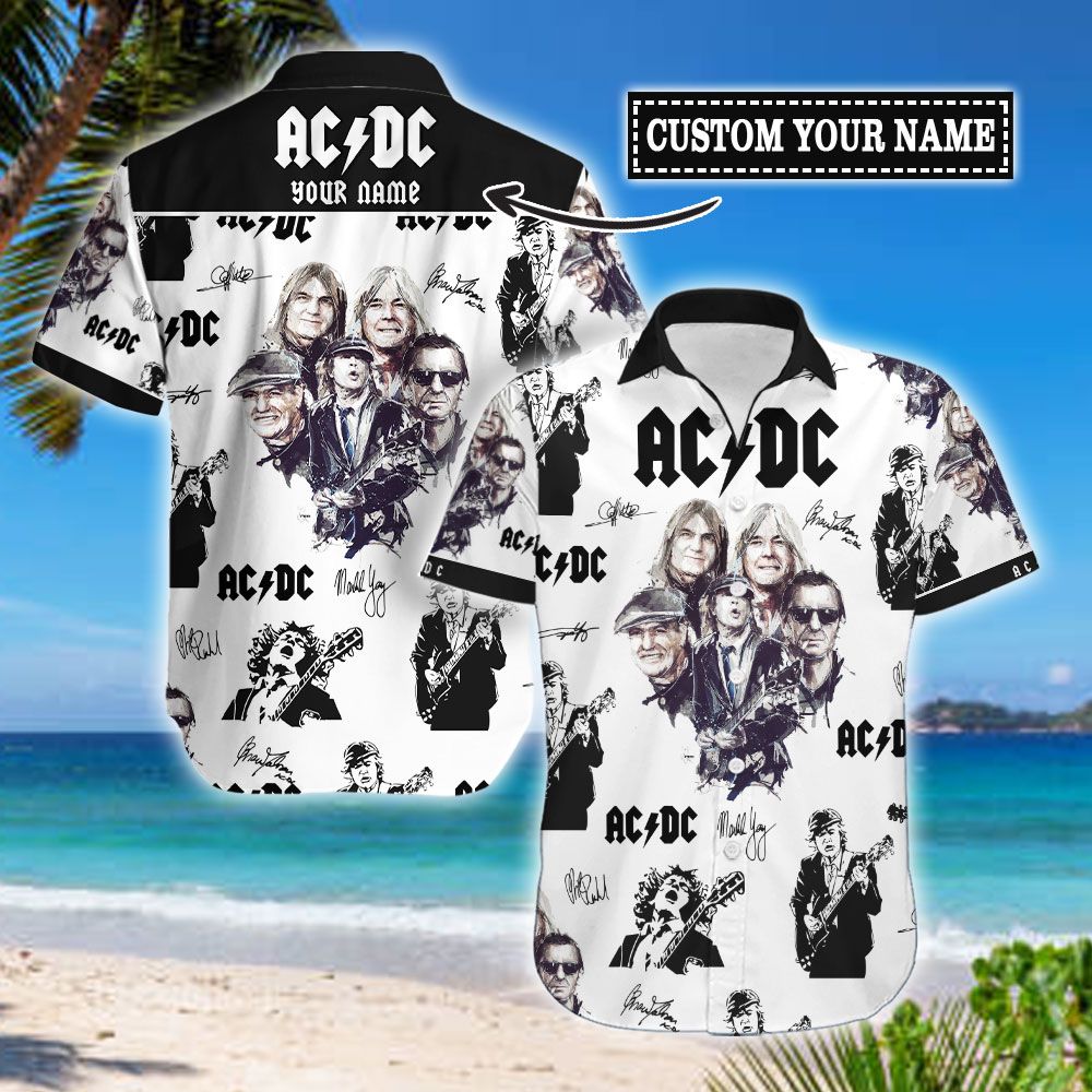 Ac Dc Personalized Custom Name Hawaiian Shirt Aloha Shirt For Summer All Over Printed 3D Unisex Men Women