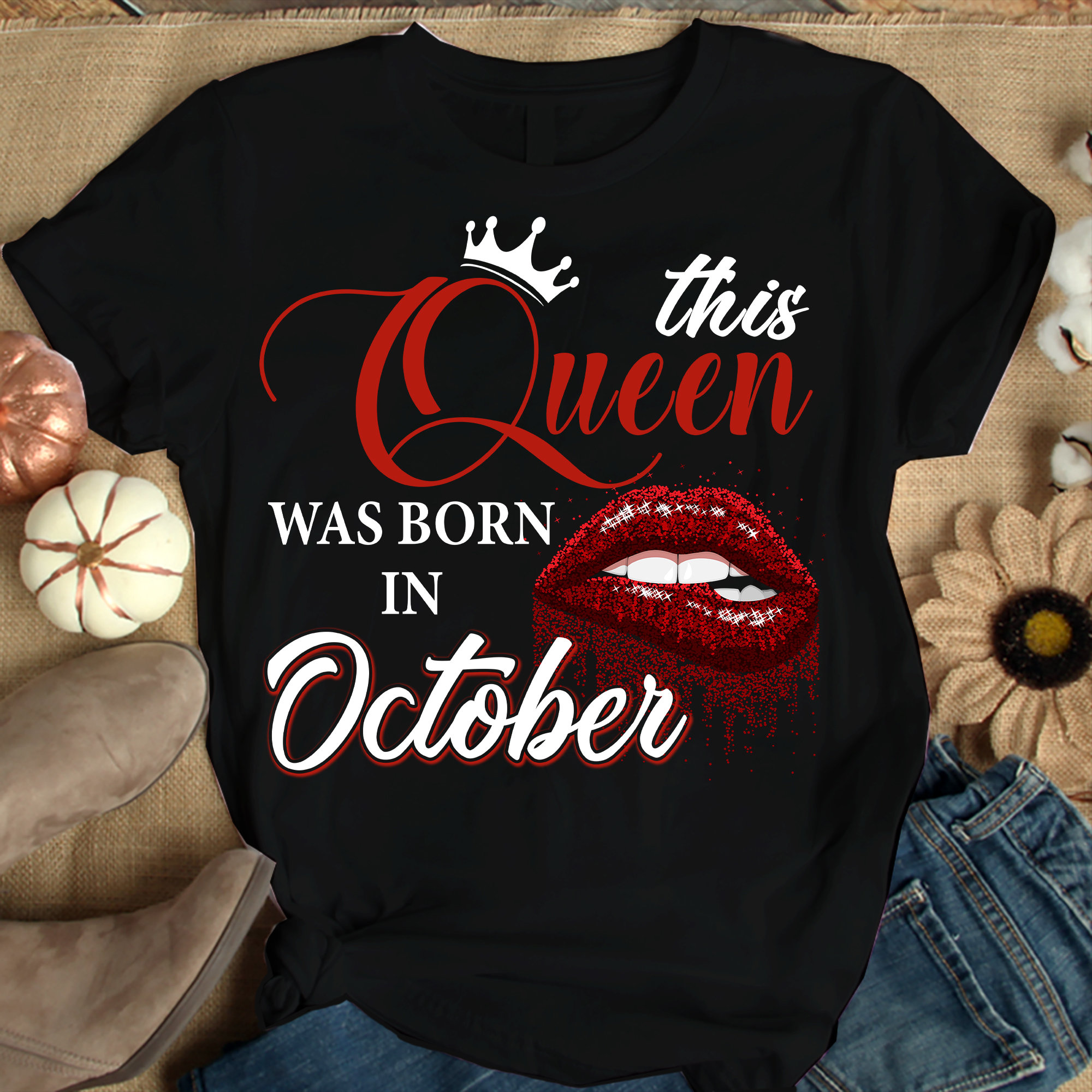 This Queen Was Born In October Shirts Women, Birthday T Shirts, Summer Tops, Beach T Shirts