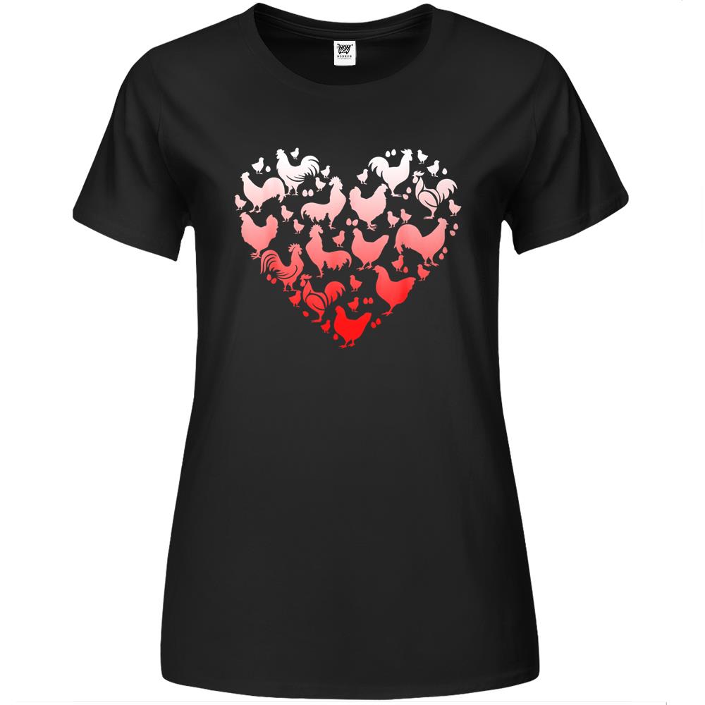 Valentine Day Chicken Heart- Funny Animal Farmer Lover Gifts Premium Womens T Shirts